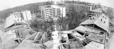 Олимпийский, крыша д5, д.1,  2,3,4. готовится площадка под строительство СОШ2