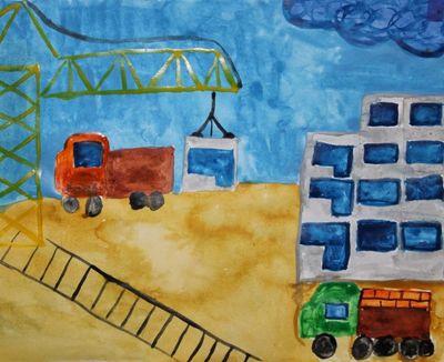 Большедворский Михаил, 7 лет, "Строится любимый Саянск"