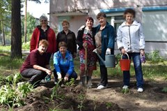 Посадка растений на территории Совета ветеранов