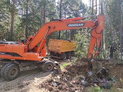 Субботник по уборке мусора на кладбище в районе Буринской дачи