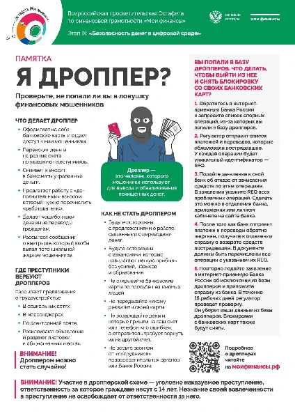 "Я дроппер? Проверьте, не попали ли Вы в ловушку финансовых мошенников!"